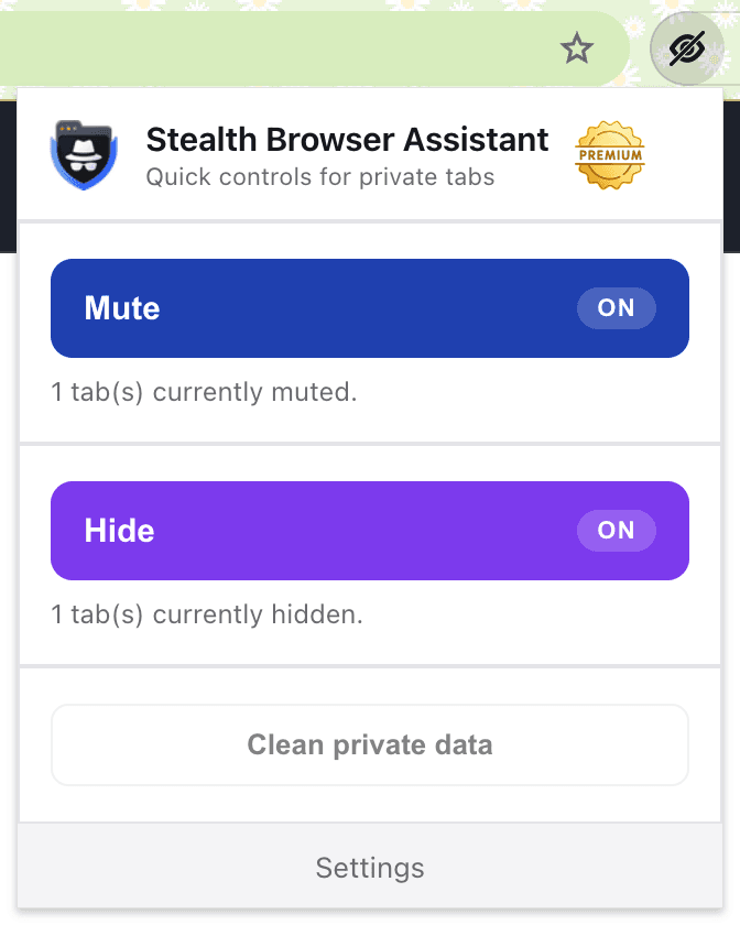 显示 Mute 与 Hide 控件的 SBA popup